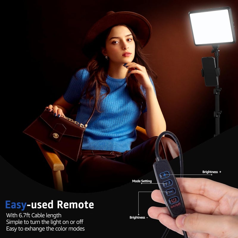 NiceVeedi 1-Pack Photography Lighting Kit, 2800-6500K Bi-Color LED Video Light Kit, Dimmable Studio Light with Tripod Stand & Phone Holder, Light for Video Recording, Game Streaming, YouTube - Image 4